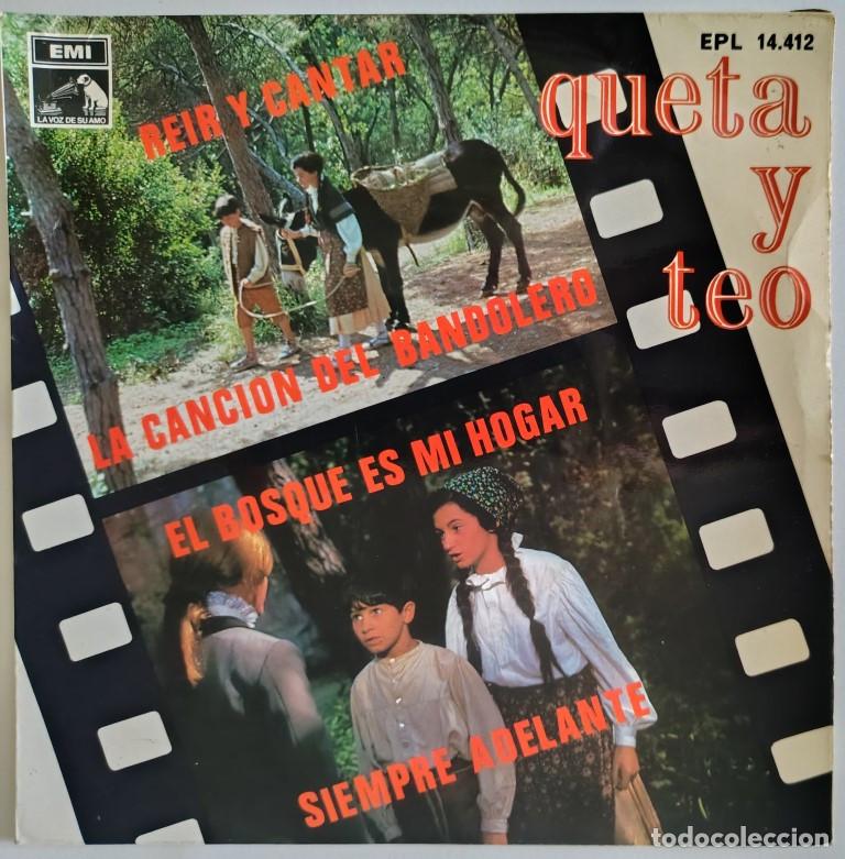 Discos de vinilo: Queta y Teo. Elisabet (BSO) Reir y cantar/ La canci&oacute;n del bandolero/ El bosque que es mi hogar PROMO