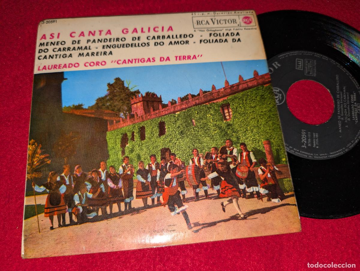 Discos de vinilo: CANTIGAS DA TERRA Asi canta Galicia Galiza. Meneo de pandeiro de Carballedo +3 EP 7'' 1963 RCA