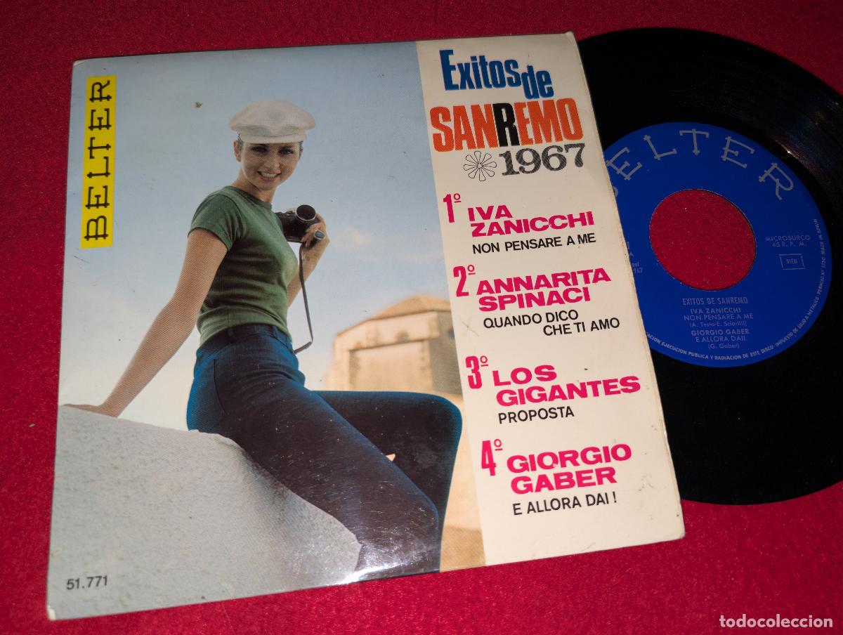Discos de vinilo: IVA ZANICCHI+SPINACI+GIGANTES+GIORGIO GABER EP 7'' 1967 Belter SAN REMO ESPA&Ntilde;A SPAIN