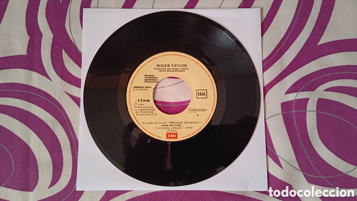 Discos de vinilo: Roger Taylor &ndash; Man On Fire 7&rdquo; Single PROMO - Foto 2