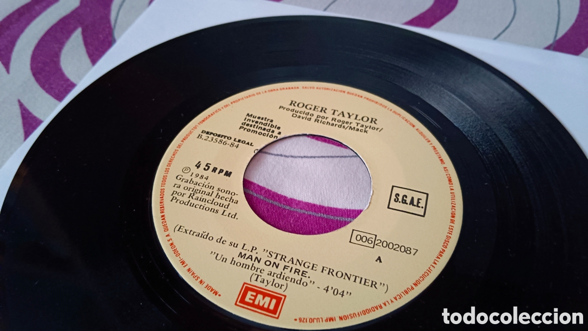 Discos de vinilo: Roger Taylor &ndash; Man On Fire 7&rdquo; Single PROMO - Foto 3