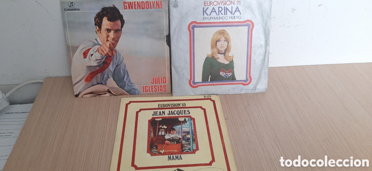 Discos de vinilo: Tres single EUROVISION 1969. 1970 y 1971