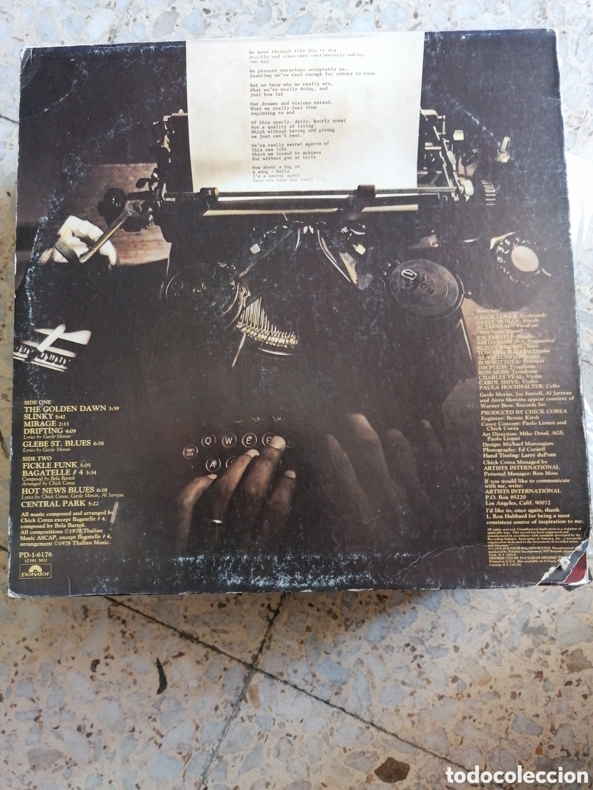 Discos de vinilo: LP CHICK COREA SECRET AGENT 1978 USA INSER - Foto 2
