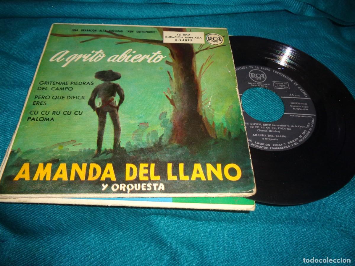 Discos de vinilo: AMANDA DEL LLANO. A GRITO ABIERTO + 3. EP. RCA, 1958 (#)