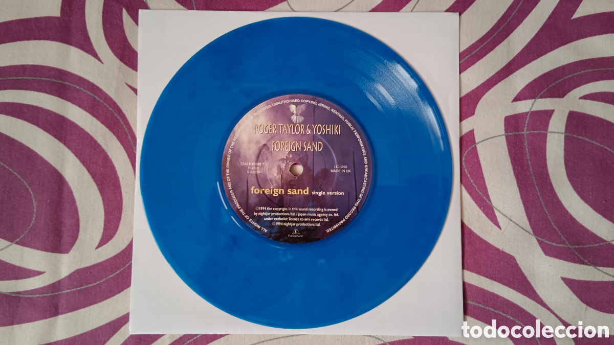 Discos de vinilo: Roger Taylor & Yoshiki &ndash; Foreign Sand 7&rdquo; NUMERADO - Foto 3