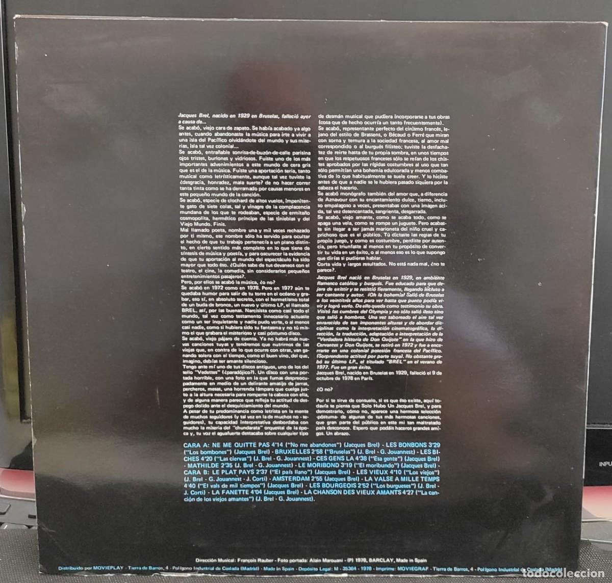 Discos de vinilo: LP Jacques Brel - Solo hubo un Jacques Brel (1978) Barclay | Impecable - Foto 2