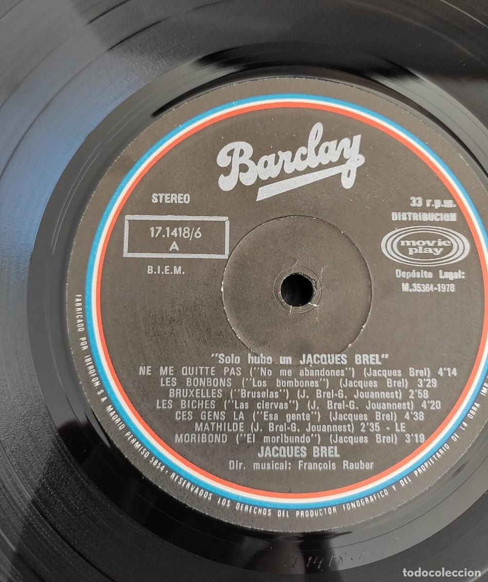 Discos de vinilo: LP Jacques Brel - Solo hubo un Jacques Brel (1978) Barclay | Impecable - Foto 5