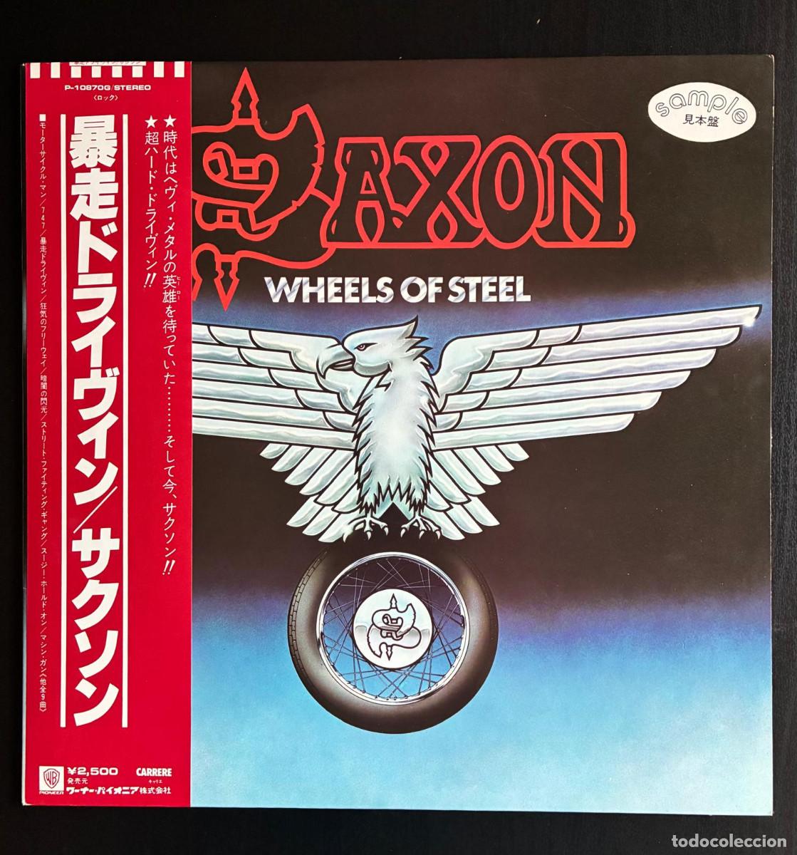 Discos de vinilo: SAXON Wheels Of Steel 1980 JAPAN LP OBI PROMO Judas Priest IRON MAIDEN Rare!