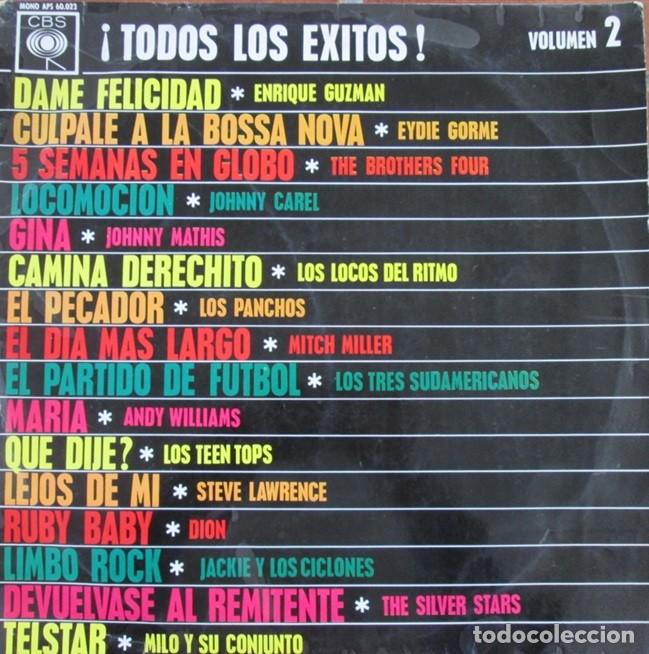 Discos de vinilo: &iexcl;TODOS LOS &Eacute;XITOS! VOLUMEN 2. LP Recopilatorio, ed espa&ntilde;ola 12&rdquo; 1963. Muy Buen estado (VG+)
