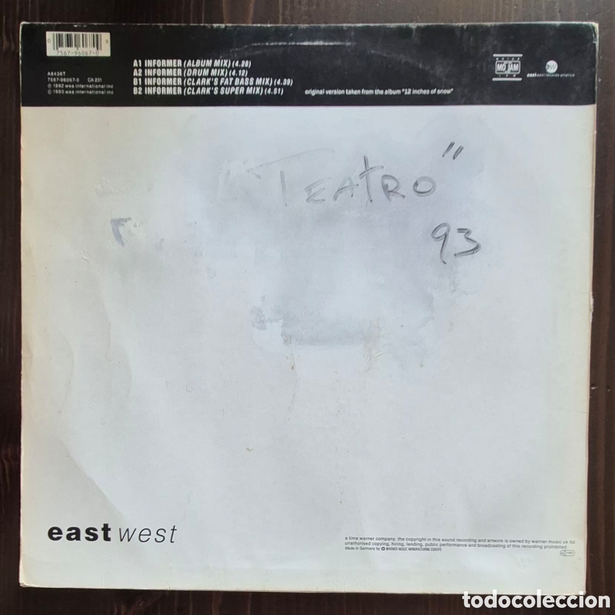 Discos de vinilo: MAXI - SNOW - INFORMER - 1993 INGLATERRA - Foto 2