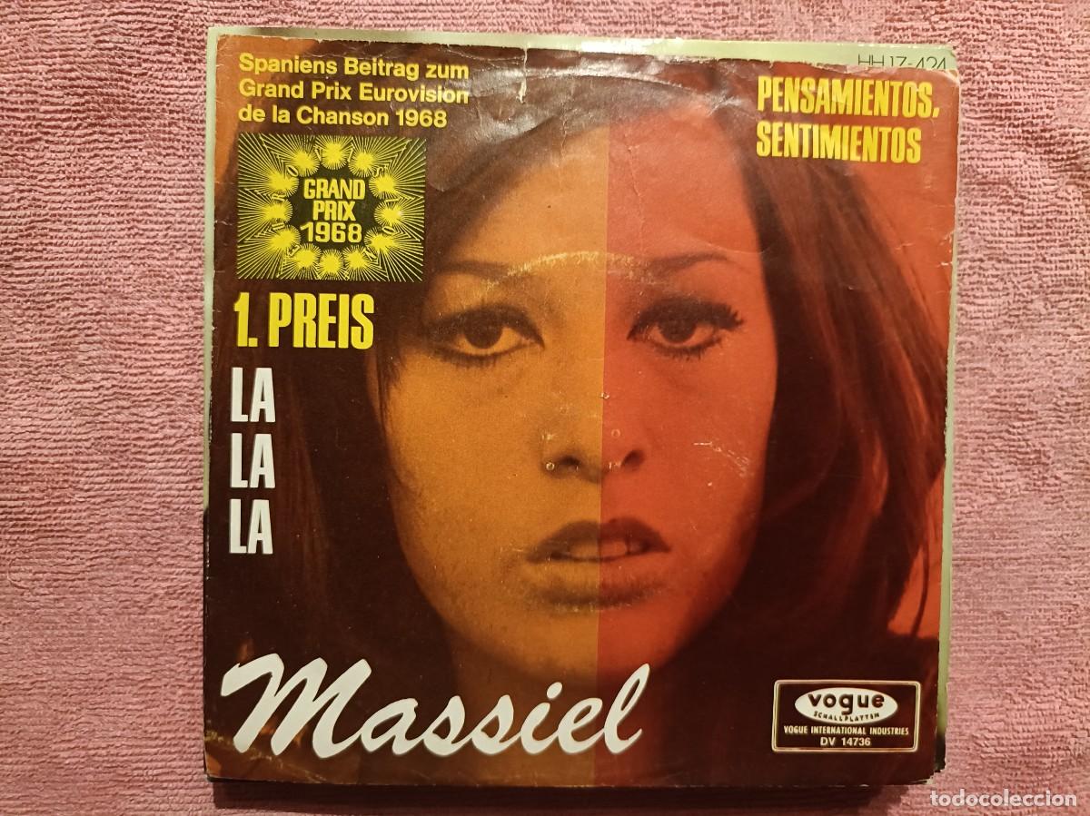Discos de vinilo: Massiel - La La La / Pensamientos, sentimientos - Single sello Vogue 1968 - Eurovisi&oacute;n 1968