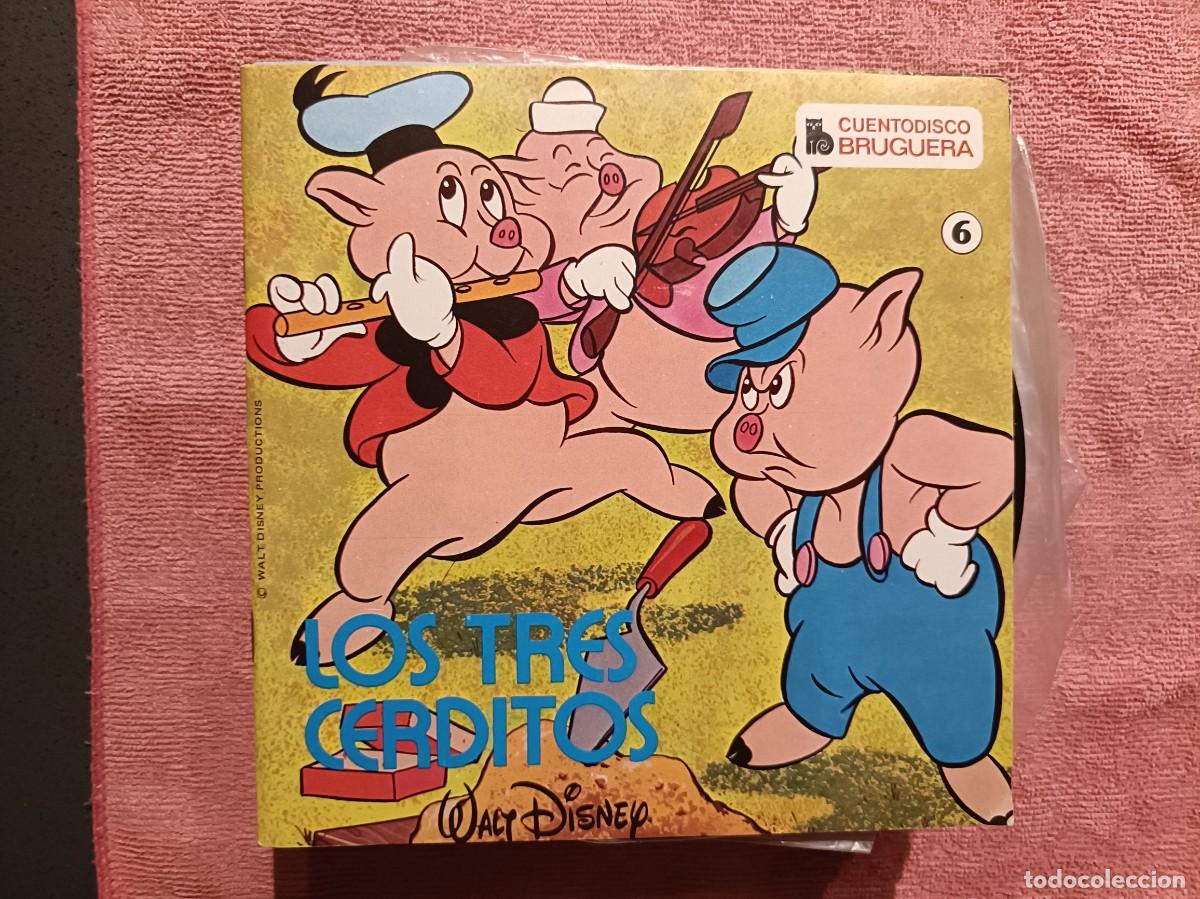Discos de vinilo: Los Tres Cerditos - Cuentodisco Bruguera, n&ordm; 6 - Single sello Hispavox 1967 - Disneyland