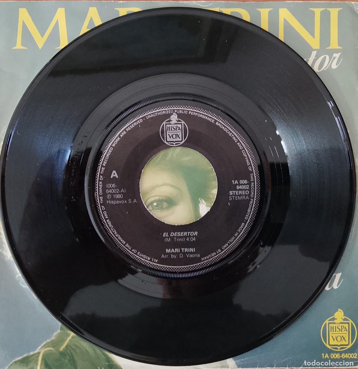 Discos de vinilo: Mari Trini. El desertor. Vinilo single. - Foto 3