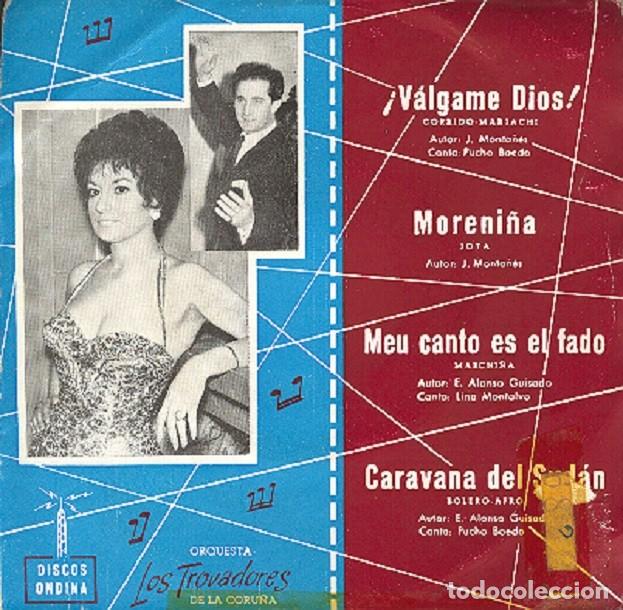 Discos de vinilo: Trovadores de la Coru&ntilde;a - &iexcl;V&aacute;game Dios!; Moreni&ntilde;a + 2 &ndash; ONDINA 1010 &ndash; 1961