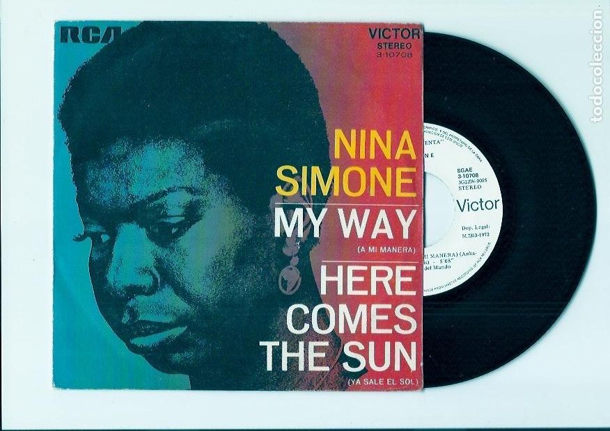 Discos de vinilo: NINA SIMONE. Here comes the sun. My way. (vinilo single 1972)