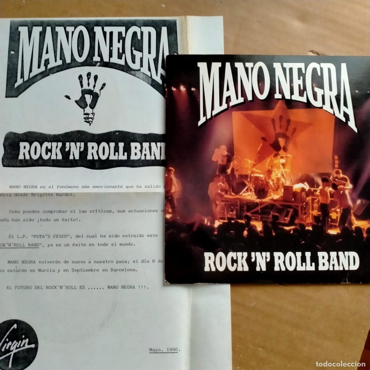 Discos de vinilo: MANO NEGRA. ROCK 'N' ROLL BAND, PATCHANKA, EL SUR. VIRGIN, FRANCIA 1990. INCLUYE NOTA PROMOCIONAL