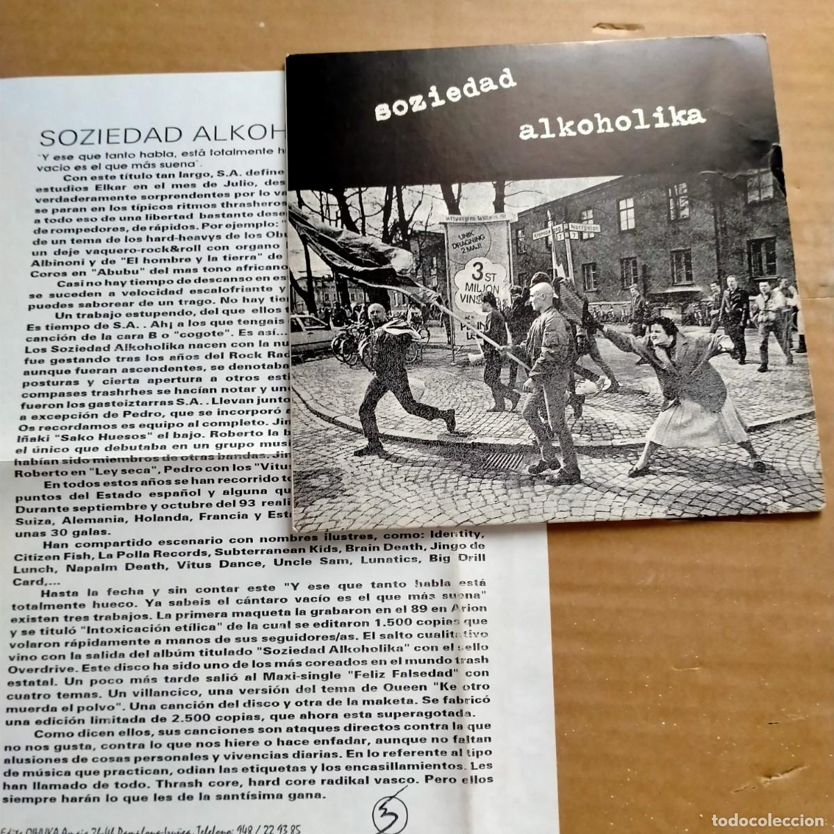Discos de vinilo: SOZIEDAD ALKOHOLIKA. ARIEL ULTRA- JAULAS DE TIERRA. OIHUKA 1993. SIN USAR. INCLUYE NOTA PROMOCIONAL