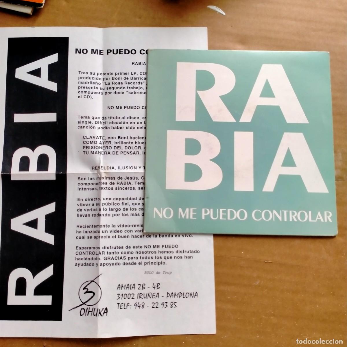 Discos de vinilo: RABIA. NO ME PUEDO CONTROLAR- ROMPIENDO. OIHUKA 1992. SIN USAR. INCLUYE NOTA PROMOCIONAL