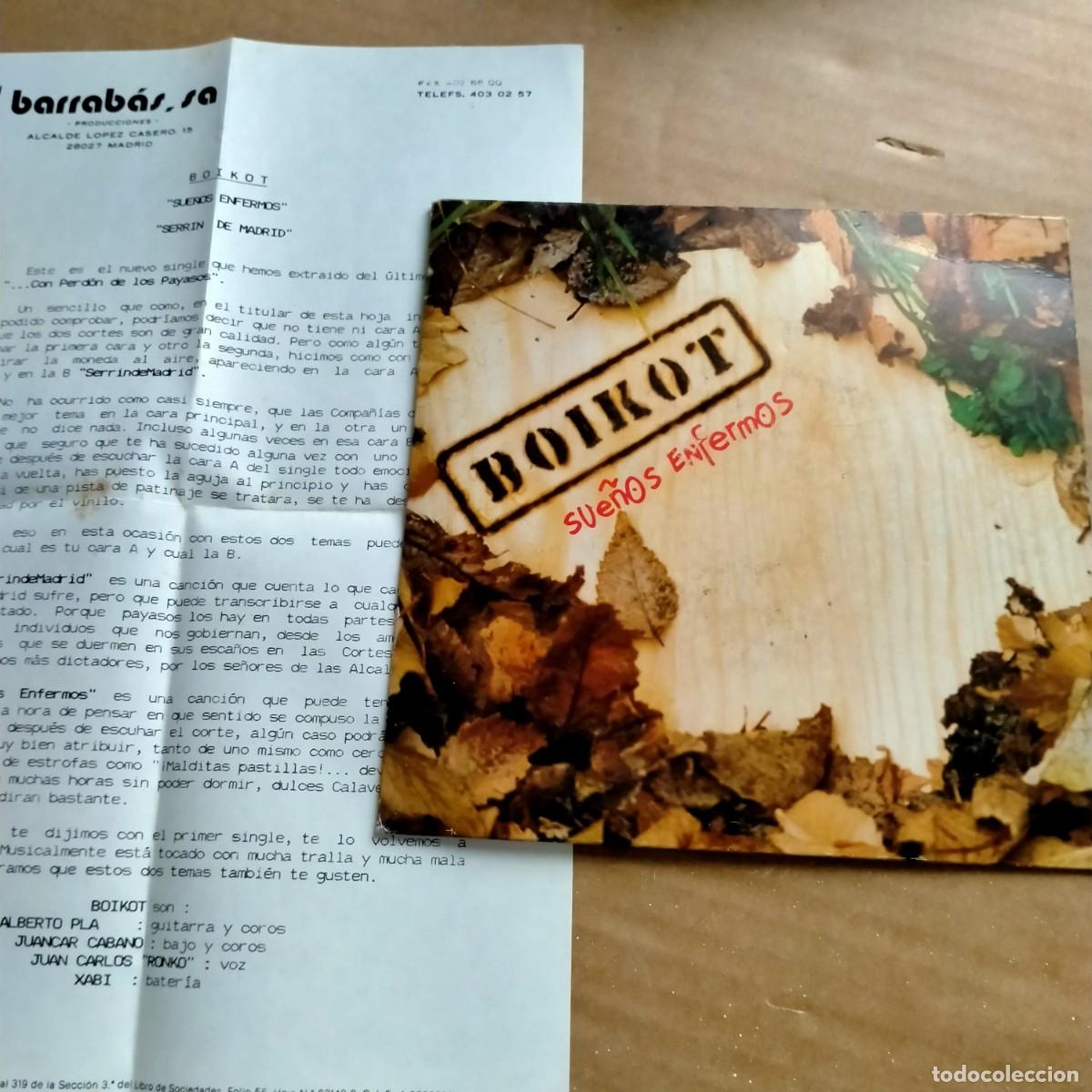 Discos de vinilo: BOIKOT. SUE&Ntilde;OS ENFERMOS- SERRINDEMADRID. DISCOS BARRAB&Aacute;S 1992. SIN USAR. INCLUYE NOTA PROMOCIONAL