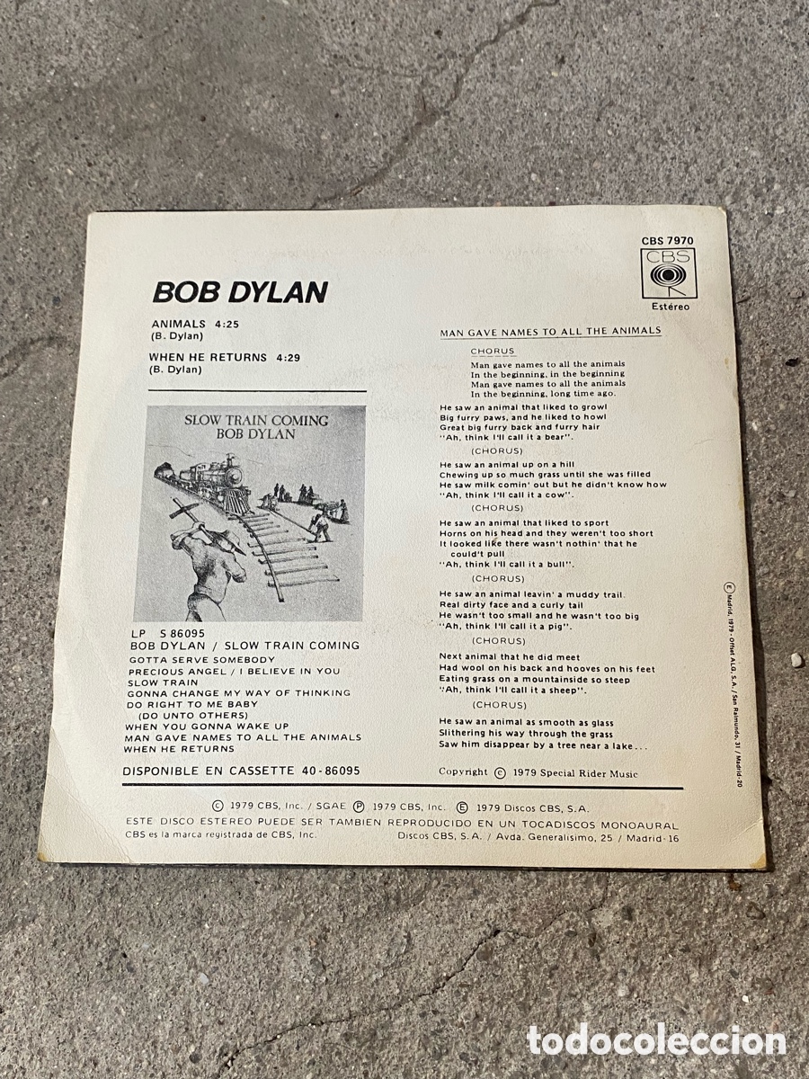 Discos de vinilo: Disco LP BOB DYLAN - ANIMALS , 1980 - Foto 2