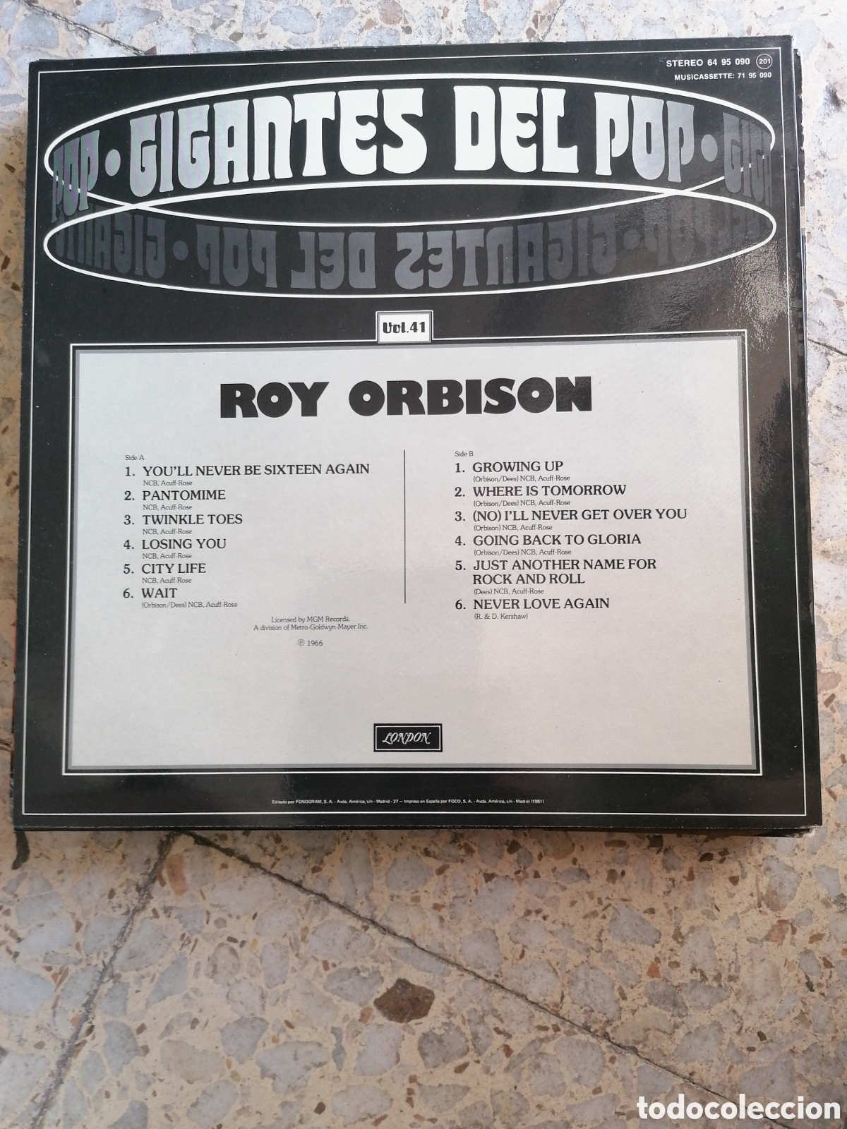Discos de vinilo: LP ROY ORBISON GIGANTES DEL POP 1981 ESPA&Ntilde;A - Foto 2