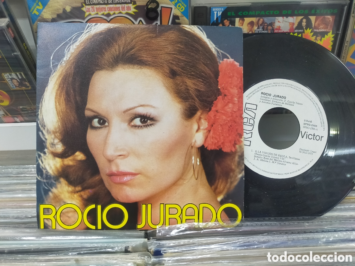 Discos de vinilo: Roc&iacute;o jurado single promocional a la virgen de regla 1975