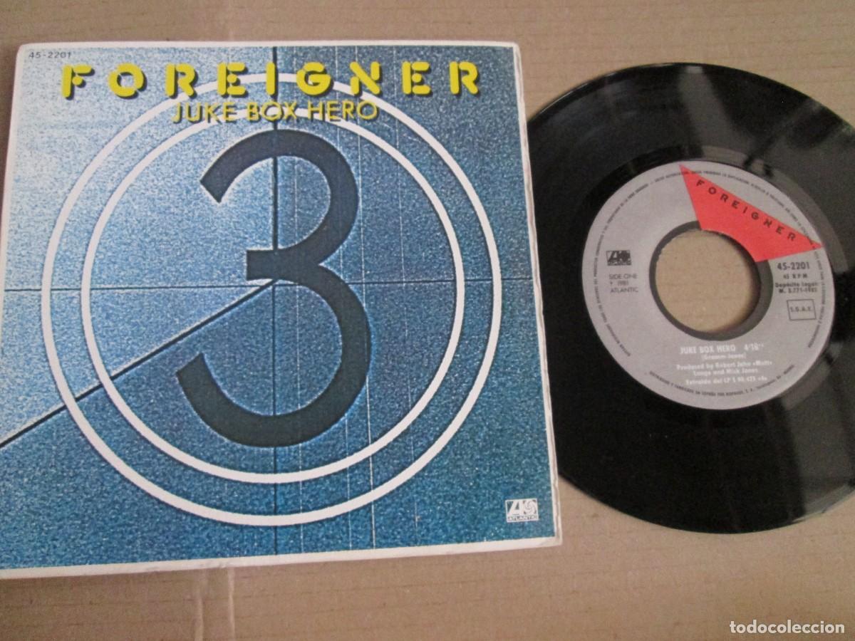 Discos de vinilo: FOREIGNER - Juke Box Hero / Night Life. Single, ed espa&ntilde;ola 7&rdquo; 1982. Magn&iacute;fico estado VG+/NM