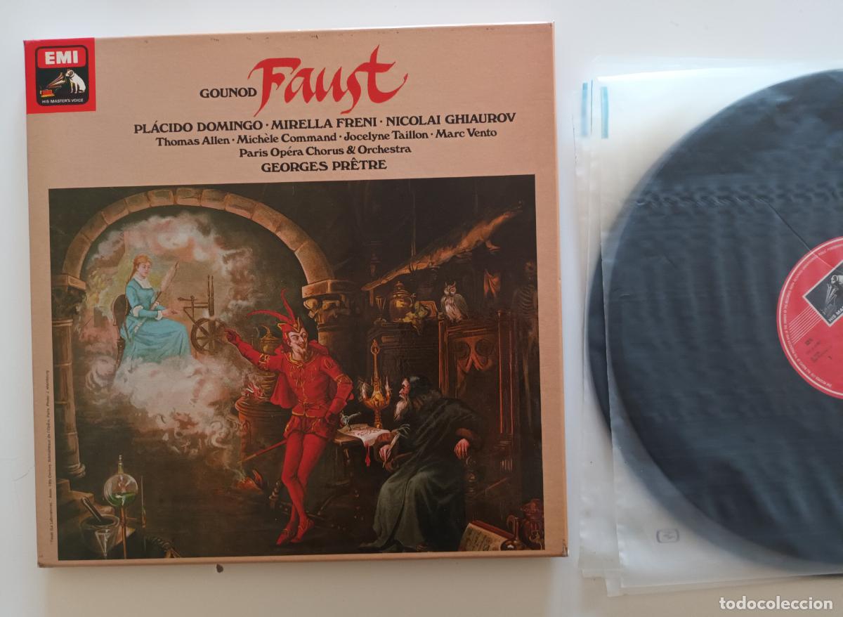 Discos de vinilo: Fausto de Gounod, con Pl&aacute;cido Domingo. Opera completa en 4 vinilos. Emi