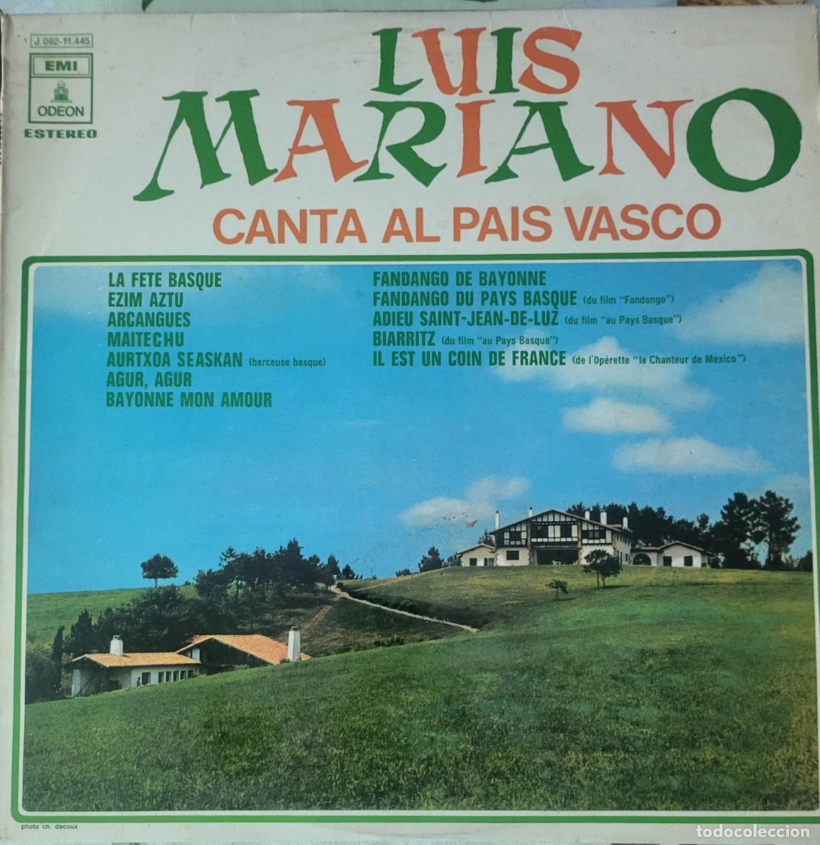 Discos de vinilo: Luis Mariano canta al Pais Vasco Lp sello Odeon editado en Espa&ntilde;a a&ntilde;o 1971...
