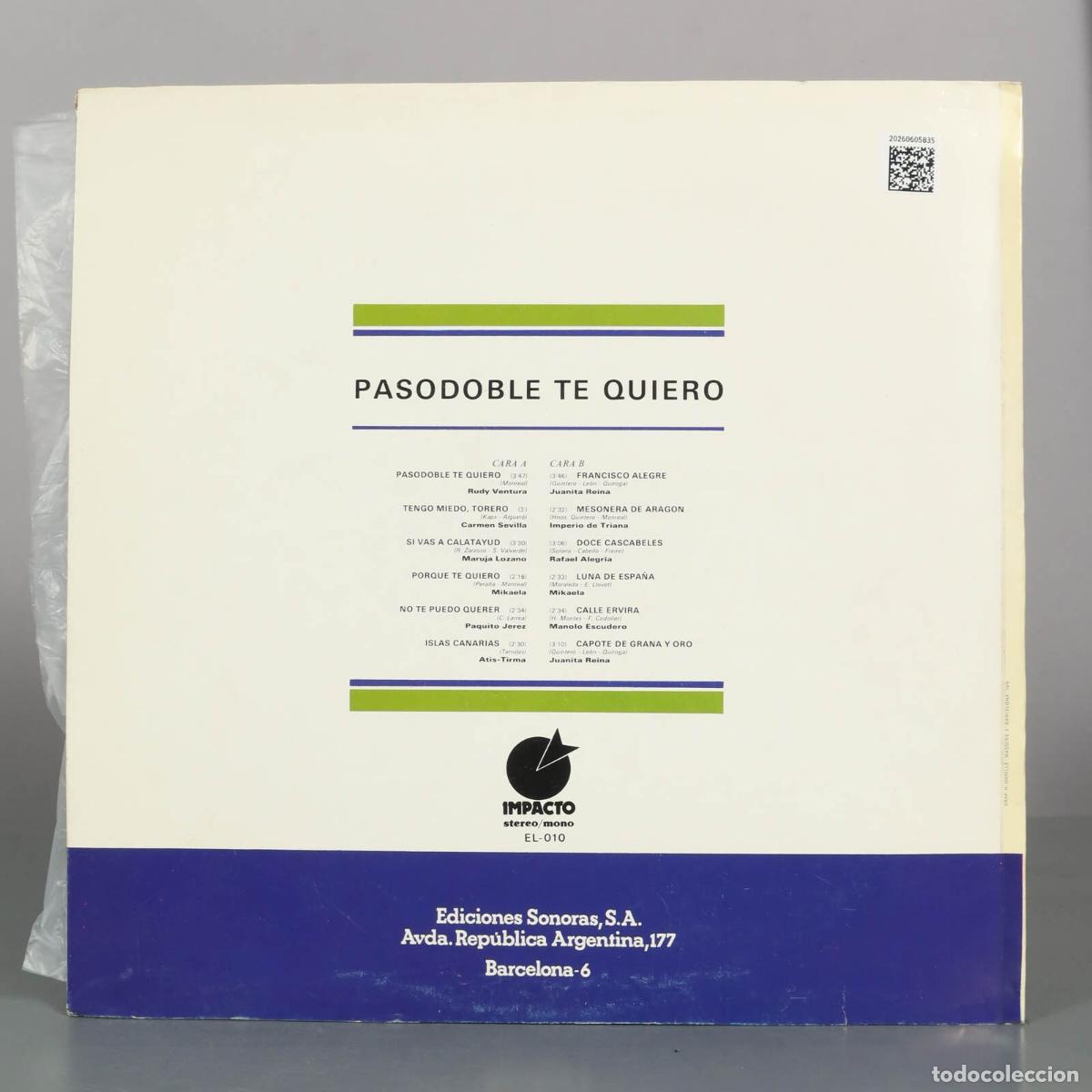 Discos de vinilo: LP. Pasodoble Te Quiero - Various Artists - Foto 2