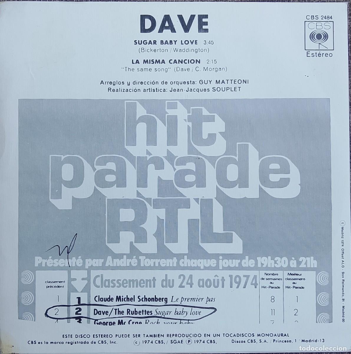 Discos de vinilo: Dave. Sugar baby love. Vinilo single. - Foto 2