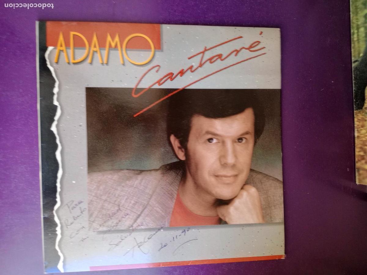 Discos de vinilo: Adamo &ndash; Cantar&eacute; - LP HISPAVOX 1990 - MEDLEY EXITOS CHANSON FRANCIA EN ESPA&Ntilde;OL - FIRMADO POR EL