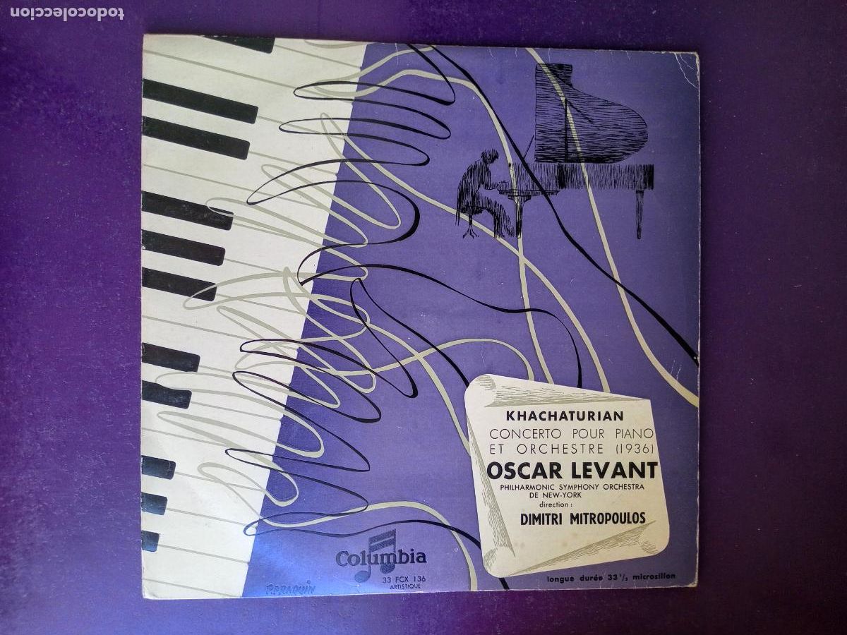 Discos de vinilo: Khachaturian - Oscar Levant, D. Mitropoulos &lrm;&ndash; Concierto para piano y orq 1936 - LP COLUMBIA FRANCIA