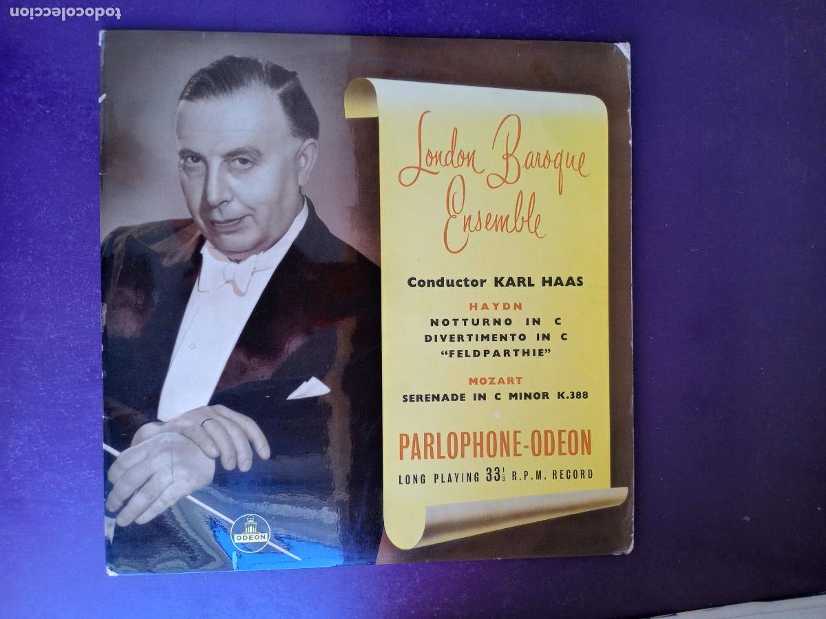 Discos de vinilo: Haydn - Mozart / Karl Haas, London Baroque Ensemble - LP PARLOPHONE INGLESA, EDICION 50'S - MUY POCO
