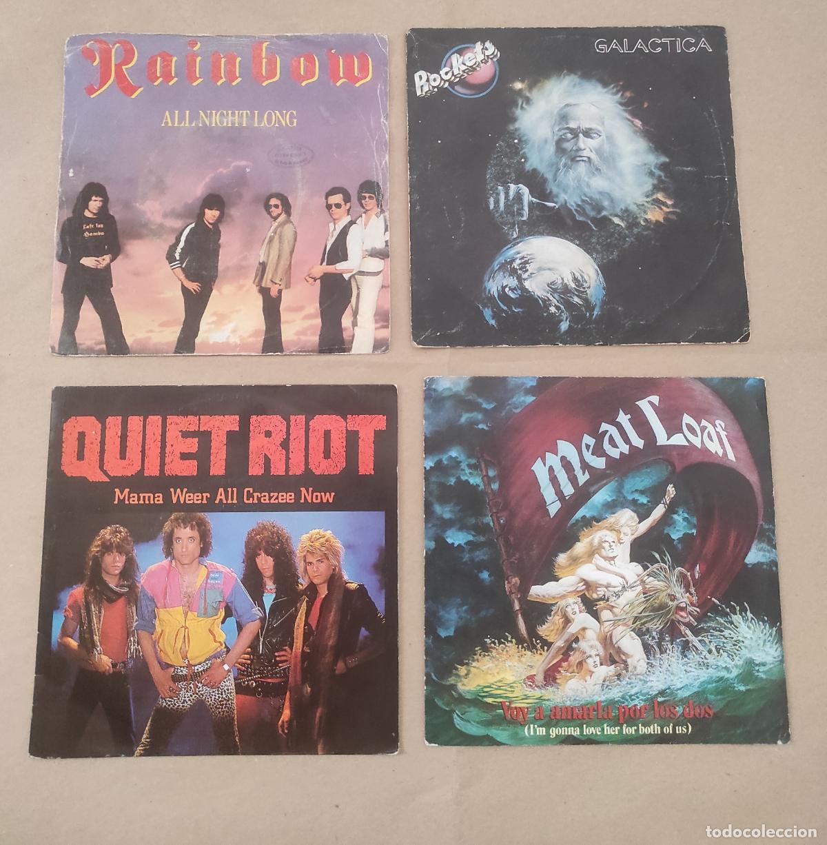 Discos de vinilo: LOTE CUATRO SINGLES-HEAVY ROCK INTERNACIONAL,QUIET RIOT,RAINBOW,MEAT LOAF,GALACTICA,