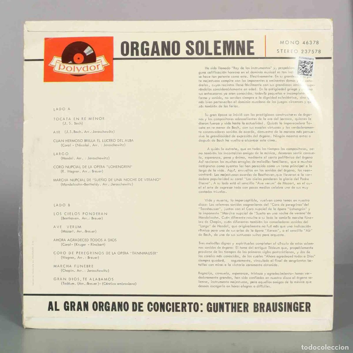 Discos de vinilo: LP. &Oacute;rgano Magn&iacute;fico - G&uuml;nther Brausinger - Foto 2