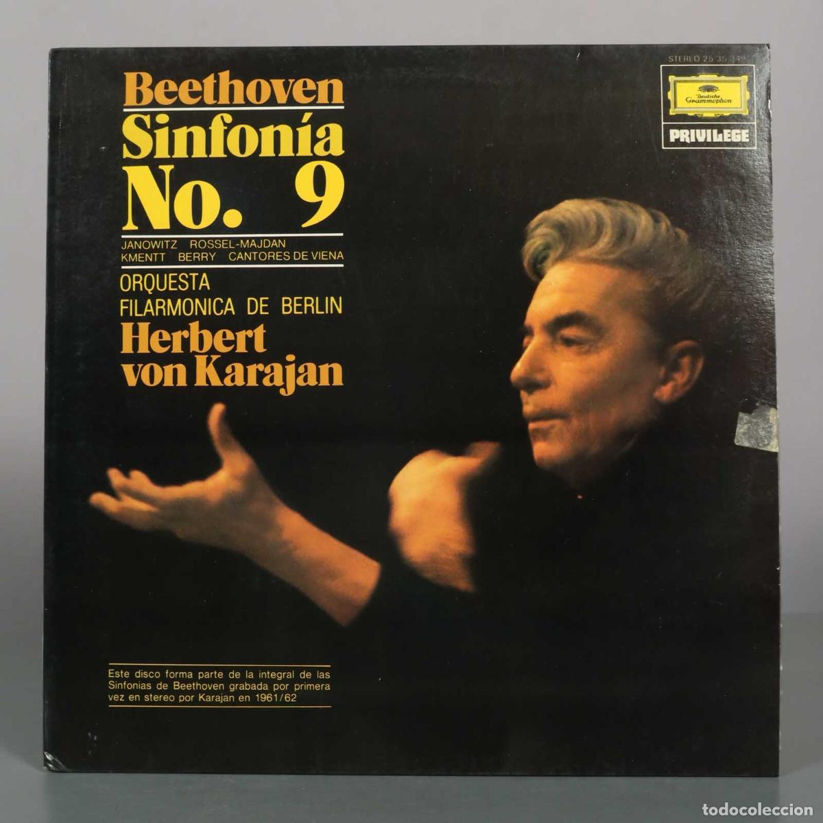 Discos de vinilo: LP. Beethoven Sinfon&iacute;a N&ordm; 9 - Orquesta Filarm&oacute;nica de Berl&iacute;n, Herbert von Karajan, Gundula Janowitz