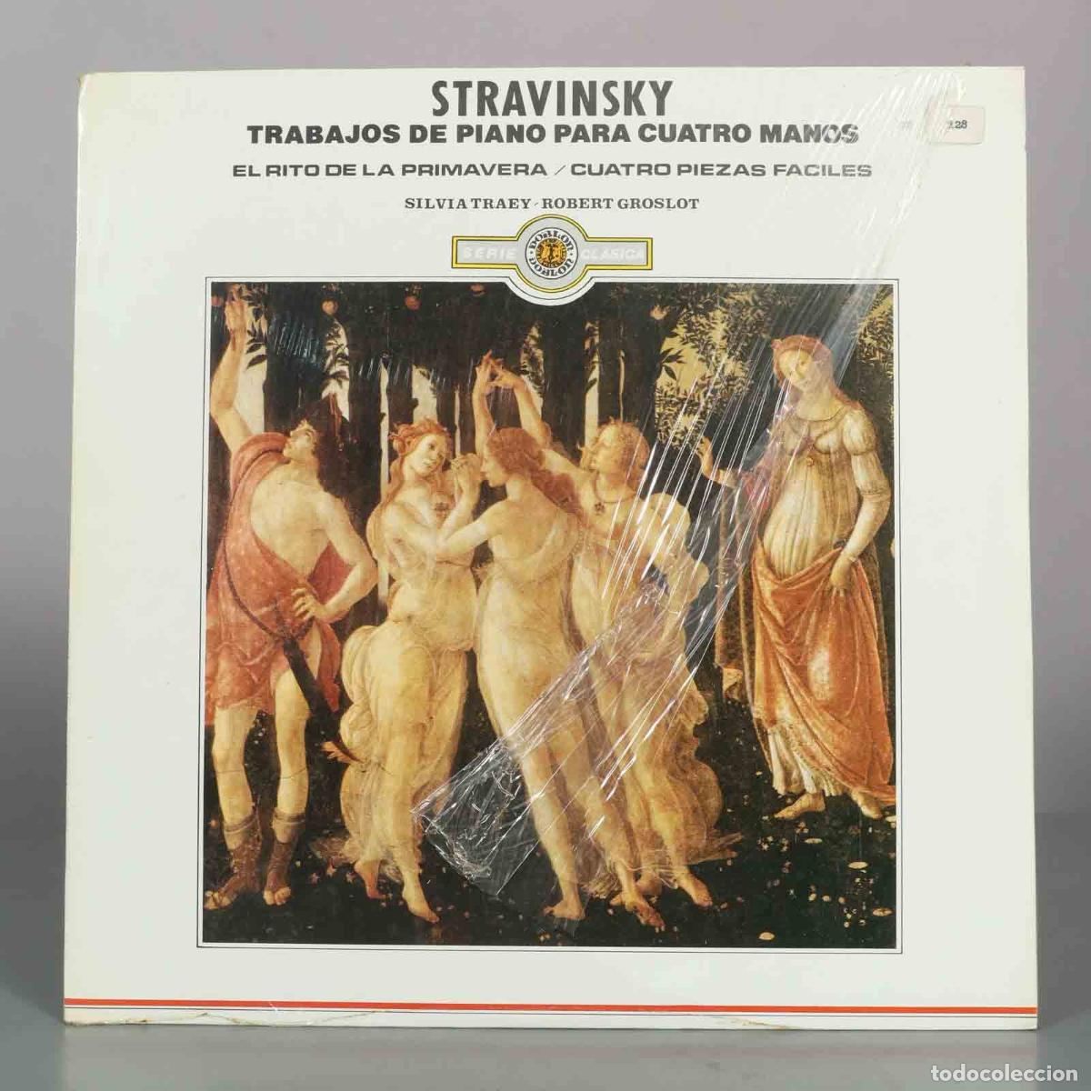 Discos de vinilo: LP. Trabajos de piano para cuatro manos: El rito de la primavera / Cuatro piezas faciles - Stravins