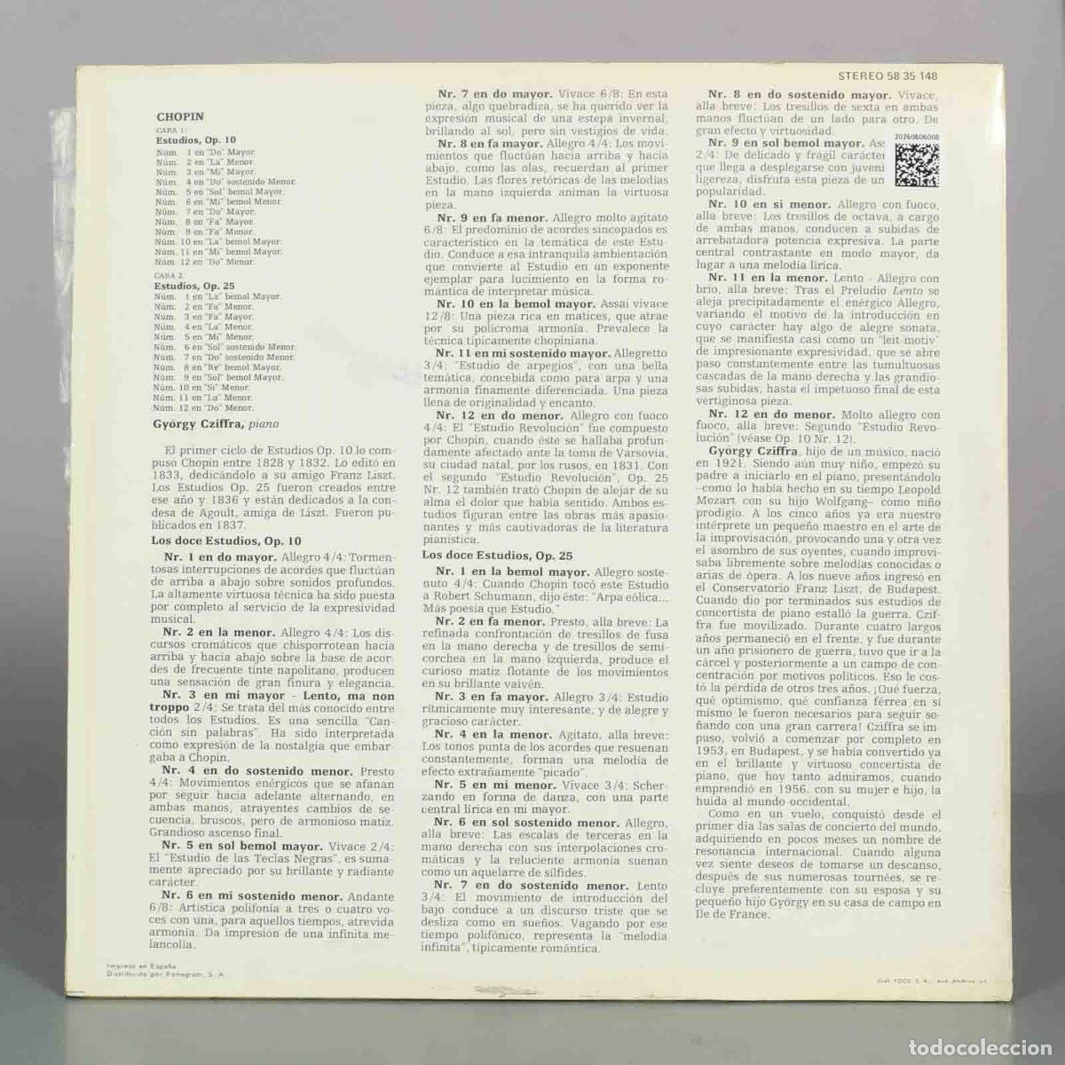 Discos de vinilo: LP. Chopin - Estudios - Cziffra - Foto 2