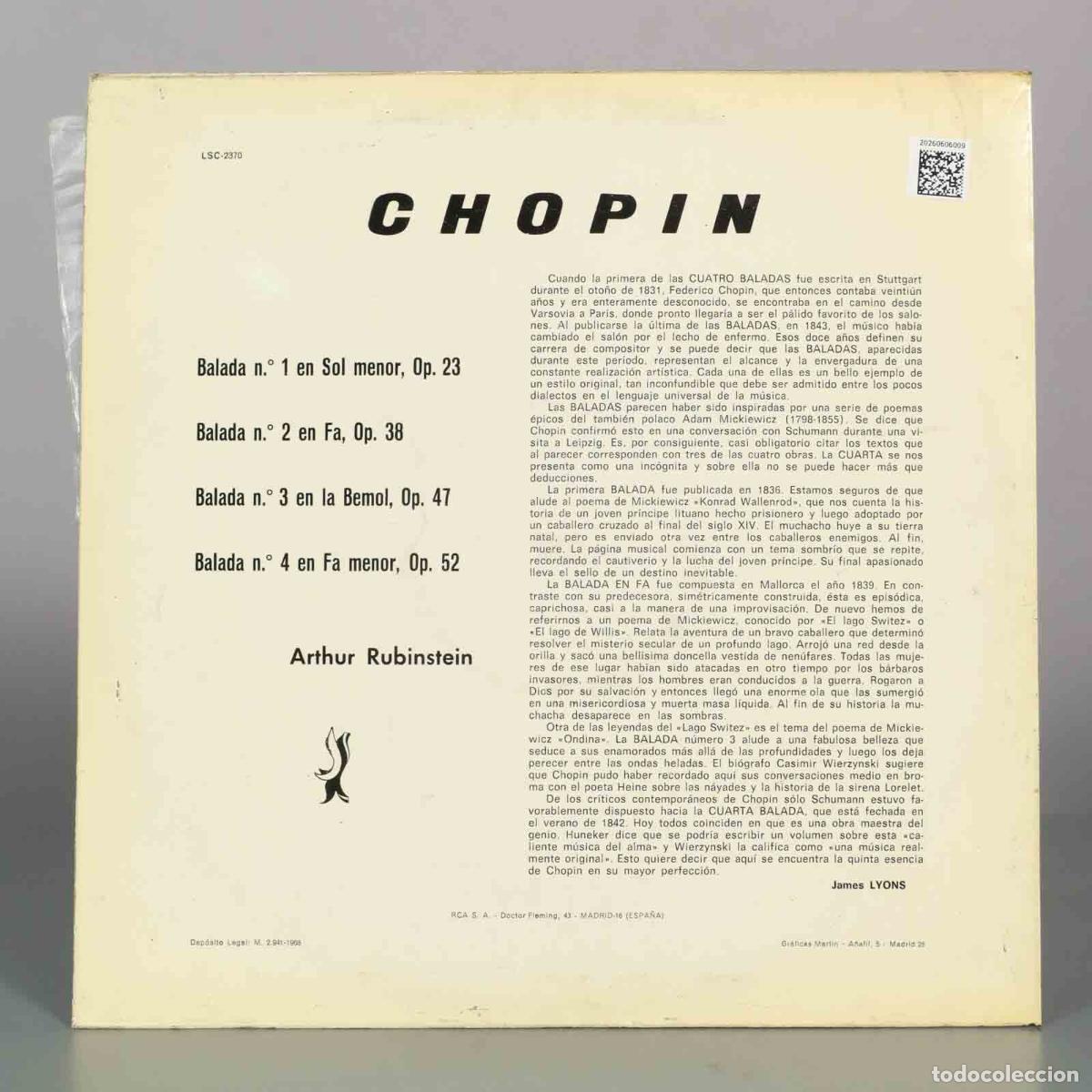 Discos de vinilo: LP. Chopin / Rubinstein &ndash; Baladas - Foto 2