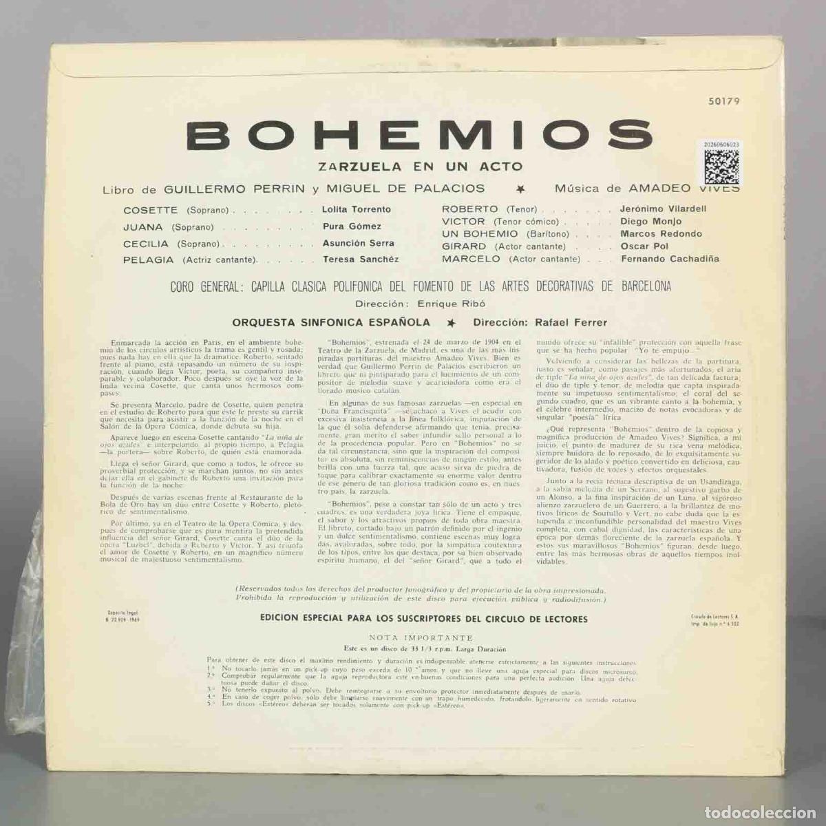 Discos de vinilo: LP. Bohemios - Amadeo Vives - Foto 2