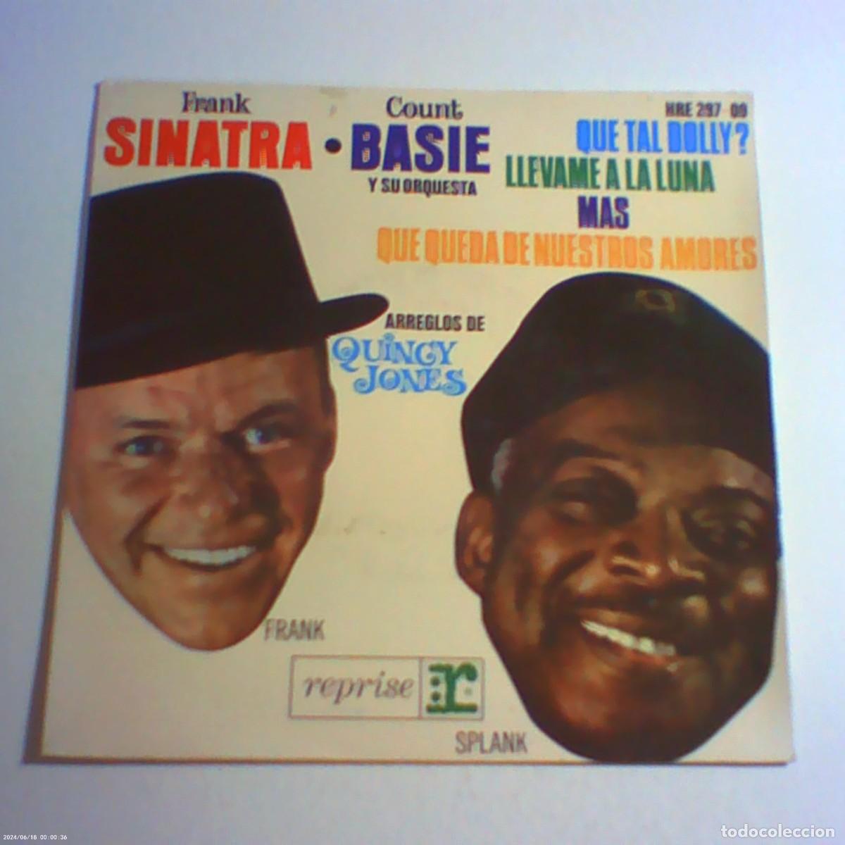 Discos de vinilo: single frank sinatra. count basie. qu&eacute; tal dolly. ll&eacute;vame a la luna. m&aacute;s. qu&eacute; queda. reprise 1964