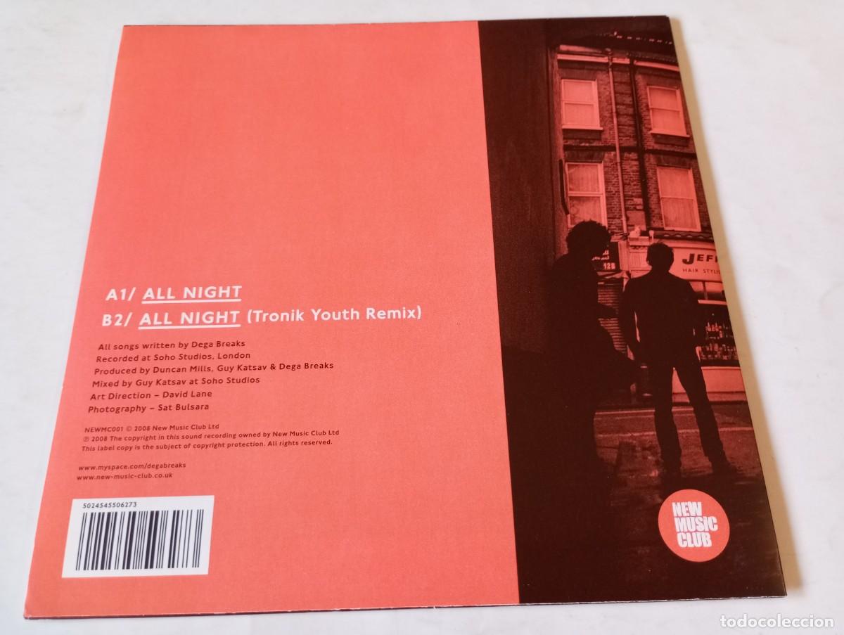 Discos de vinilo: Dega Breaks &ndash; All Night - 2008 - SINGLE - Foto 2