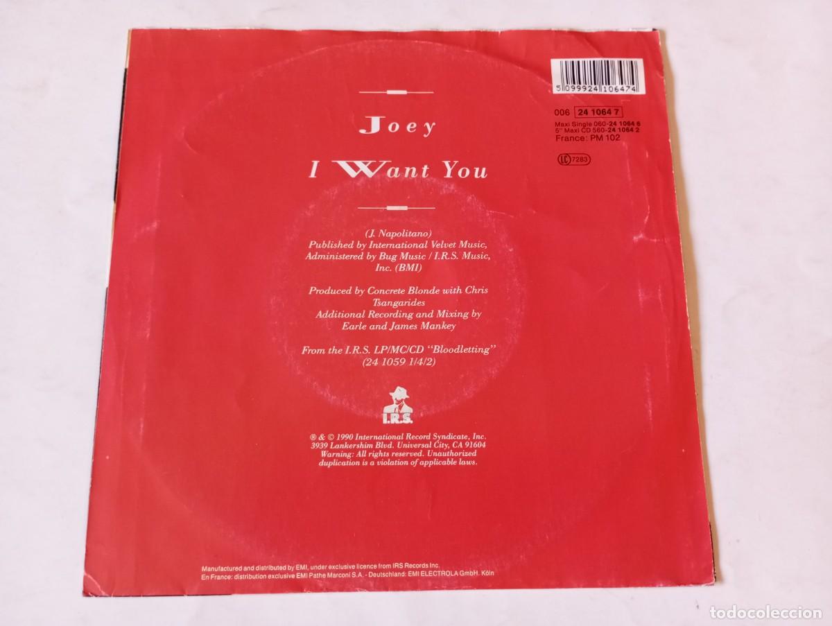 Discos de vinilo: Concrete Blonde &ndash; Joey - 1990 - SINGLE - Foto 2