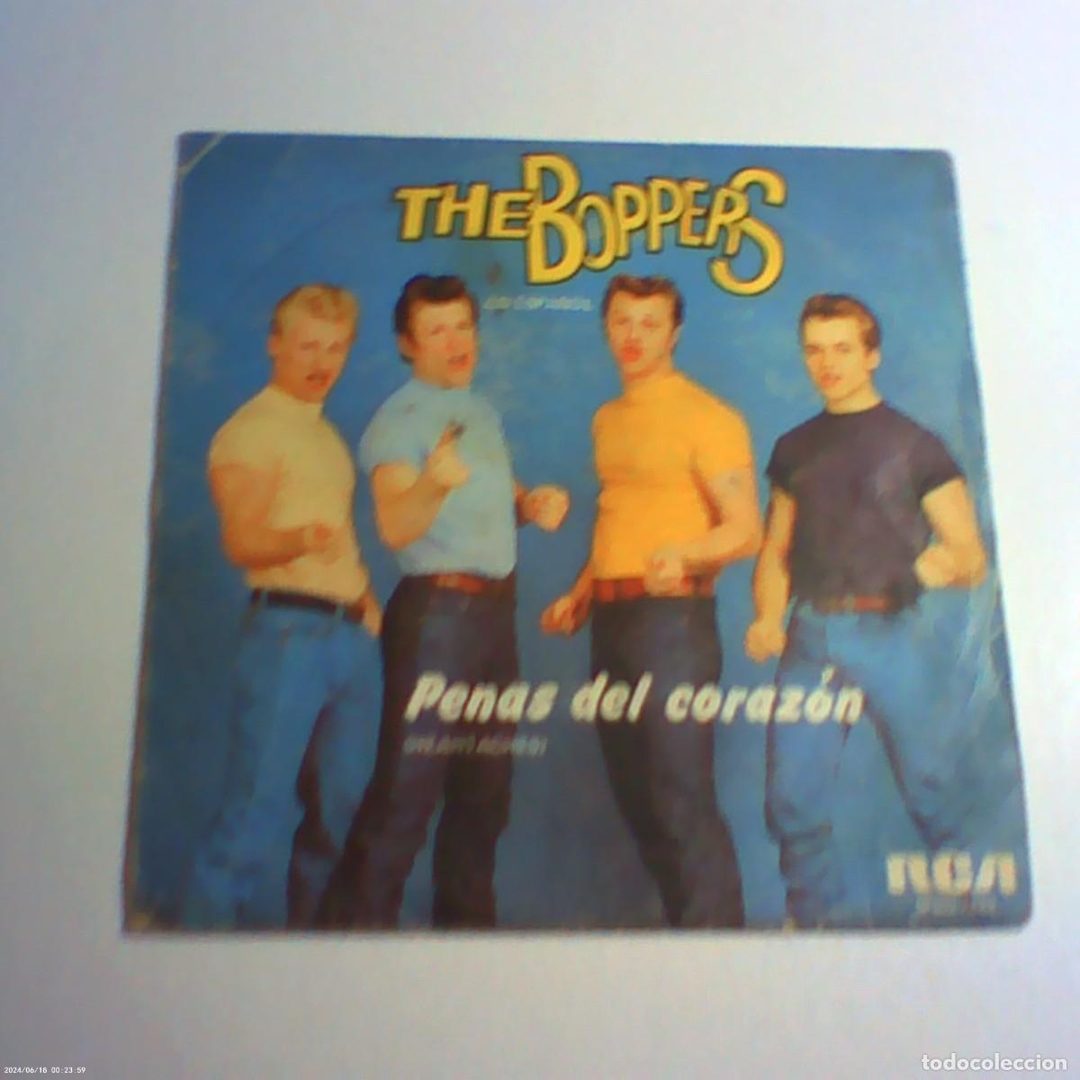 Discos de vinilo: single the boppers. penas del coraz&oacute;n. hats off to larry. rca 1980 spain (buen estado)