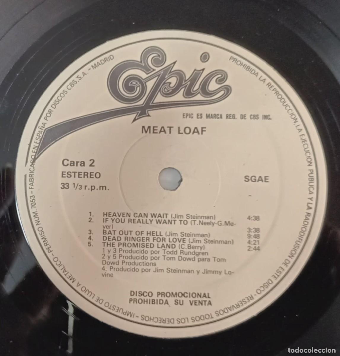Discos de vinilo: MEAT LOAF - DATE UNA PANZADA DEROCK - LP - Foto 3