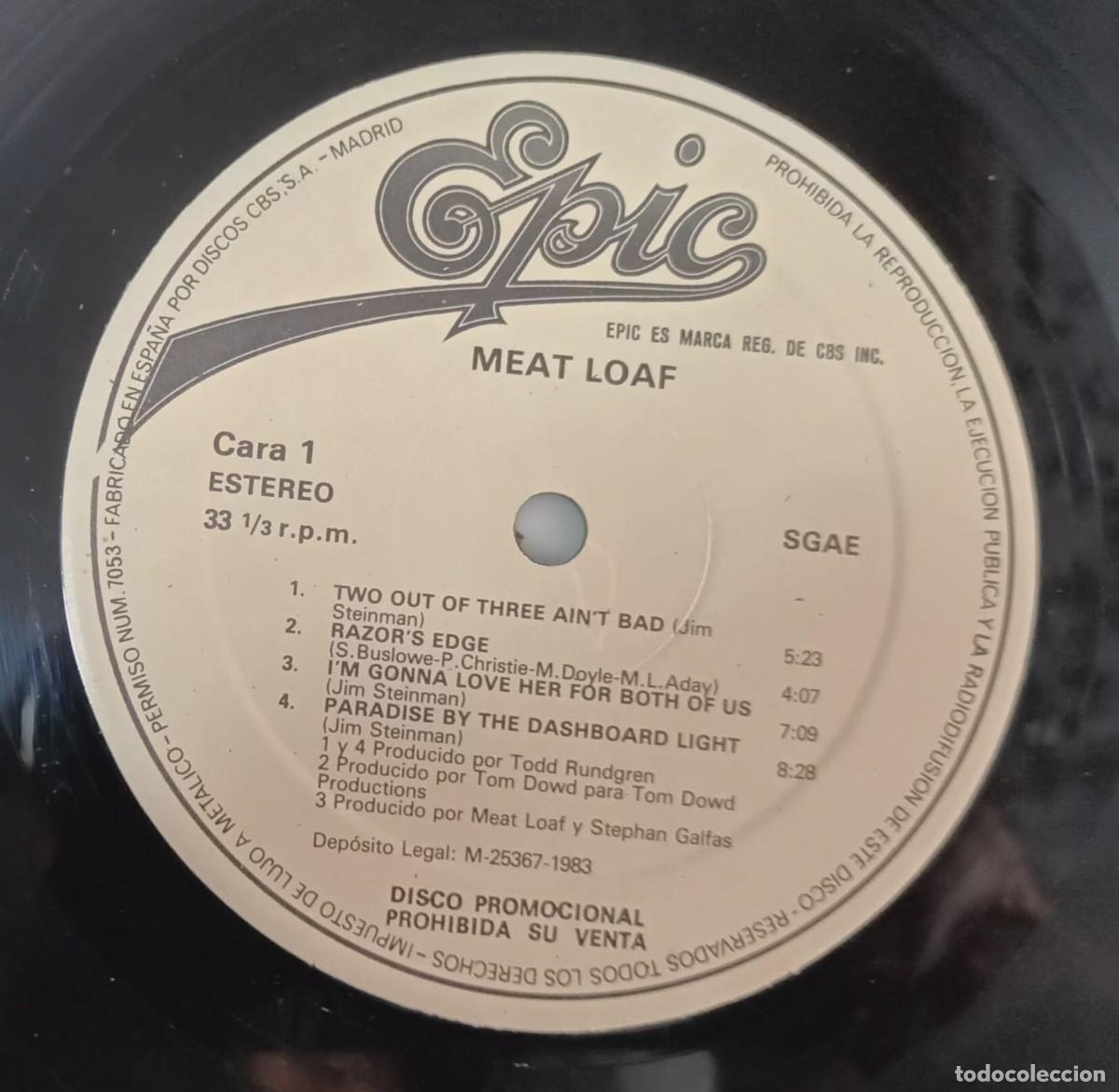Discos de vinilo: MEAT LOAF - DATE UNA PANZADA DEROCK - LP - Foto 4