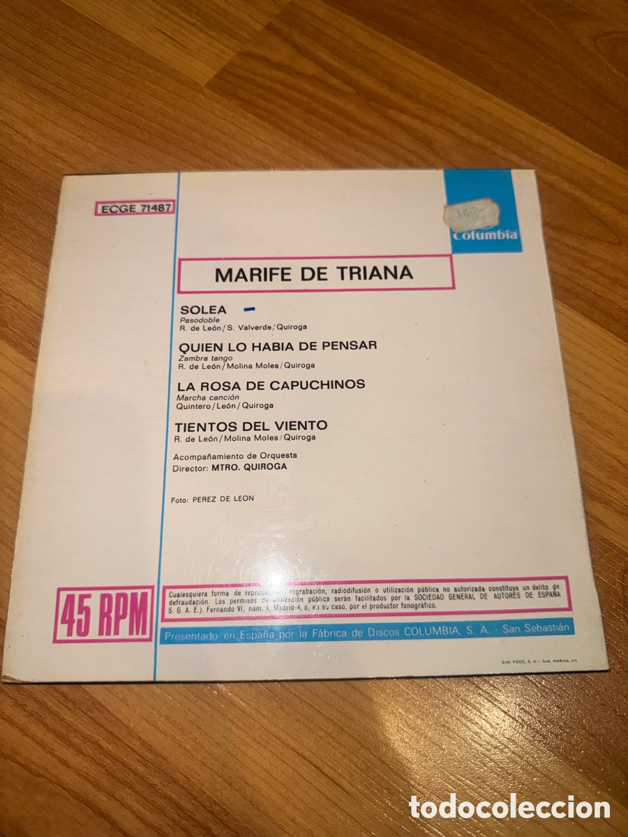 Discos de vinilo: Marife de Triana - Solea +3 - Foto 2