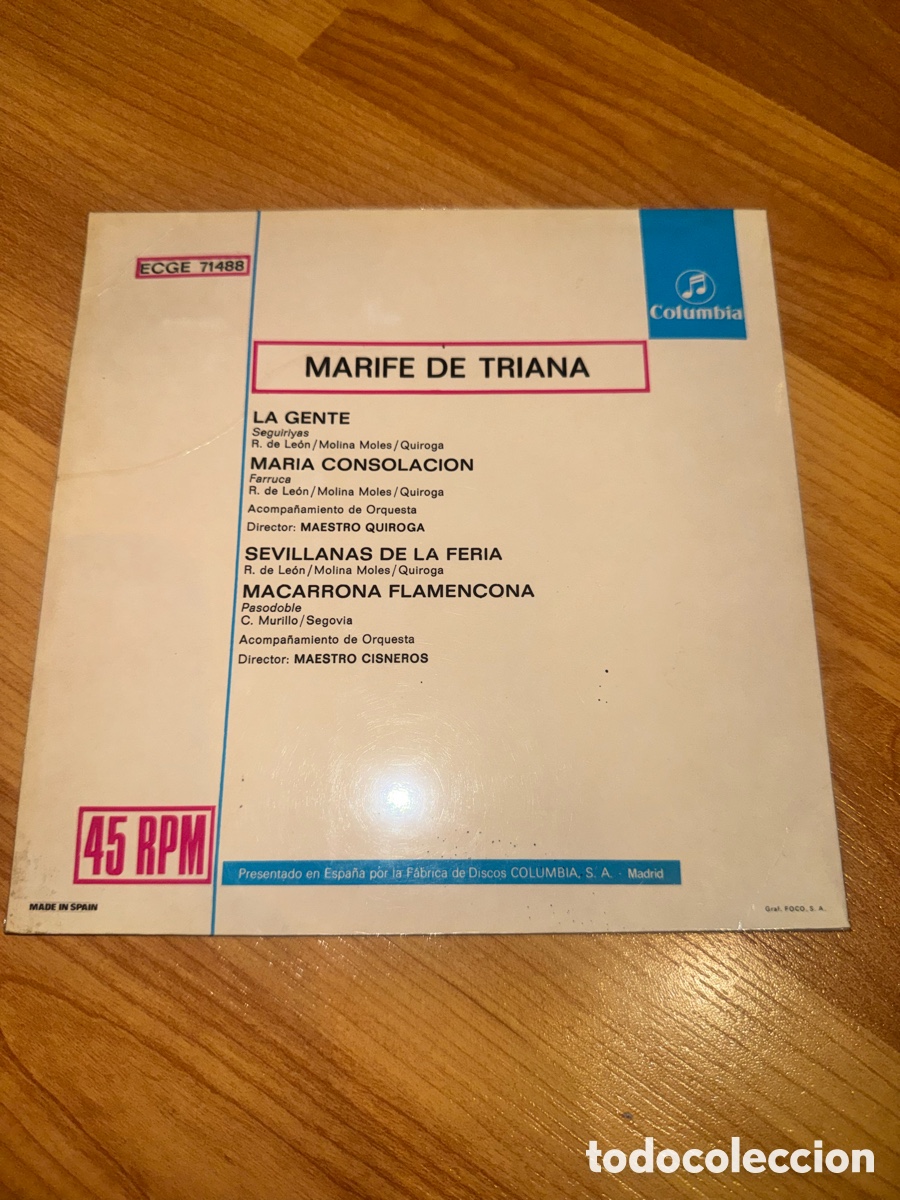 Discos de vinilo: Marife de Triana - La gente +3 - Foto 2