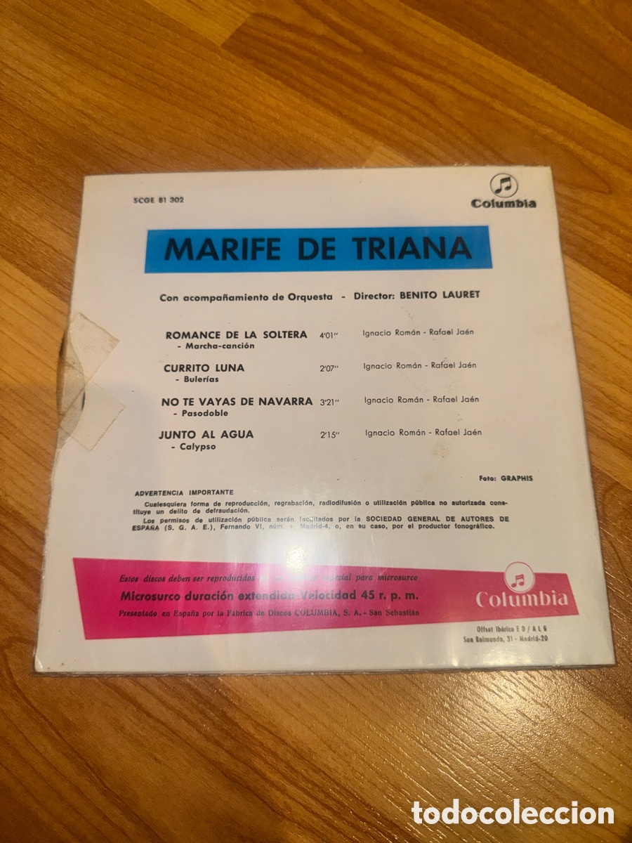 Discos de vinilo: Marife de Triana - Romance de la soltera +3 - Foto 2